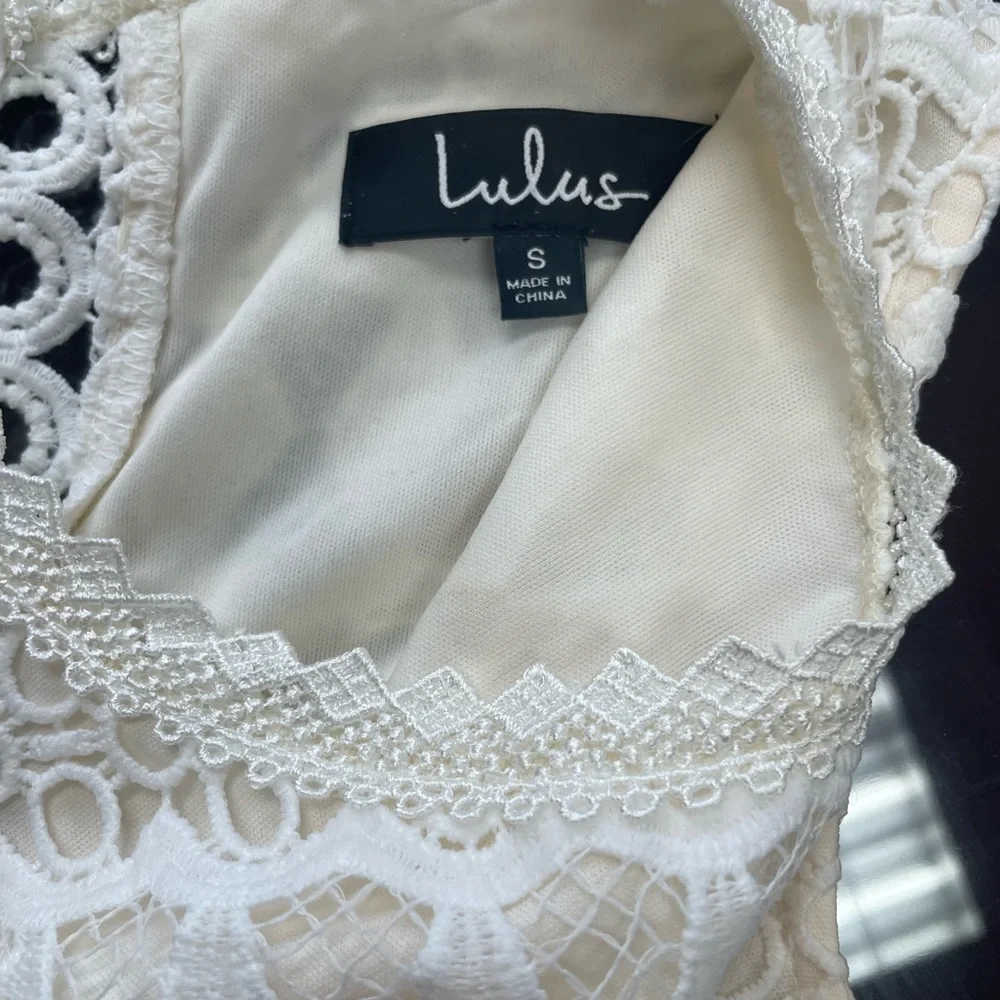 Lulus Kenna White Crochet Lace Sleeveless Bodycon Dress Size Small - Picture 5 of 5